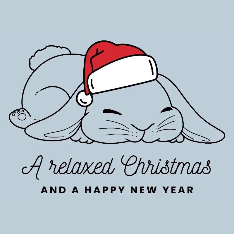 Relaxed Christmas Bunny with Hat - Dark