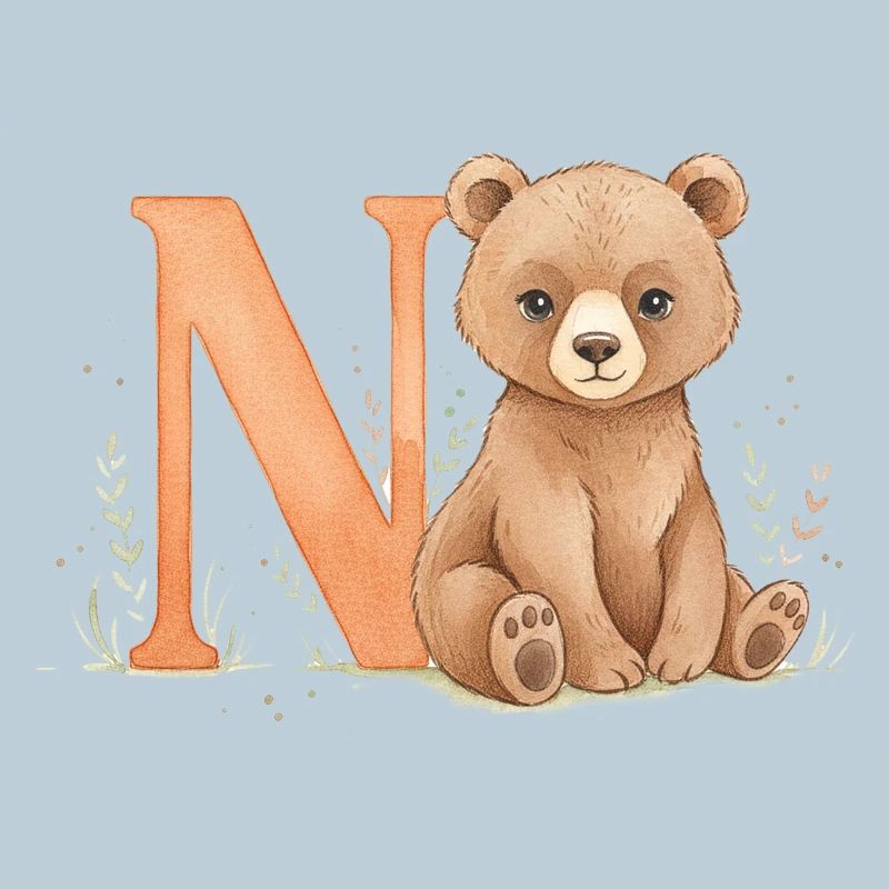 Bear with letter N
