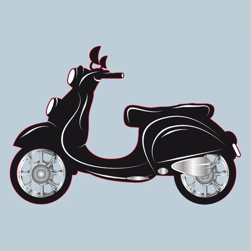 Ein schwarzer Motorroller mit farbigem Rand