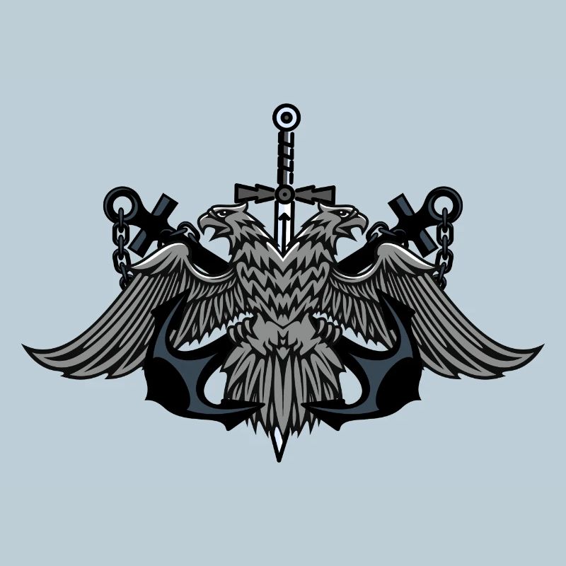 Twin Eagle Crest with Sword