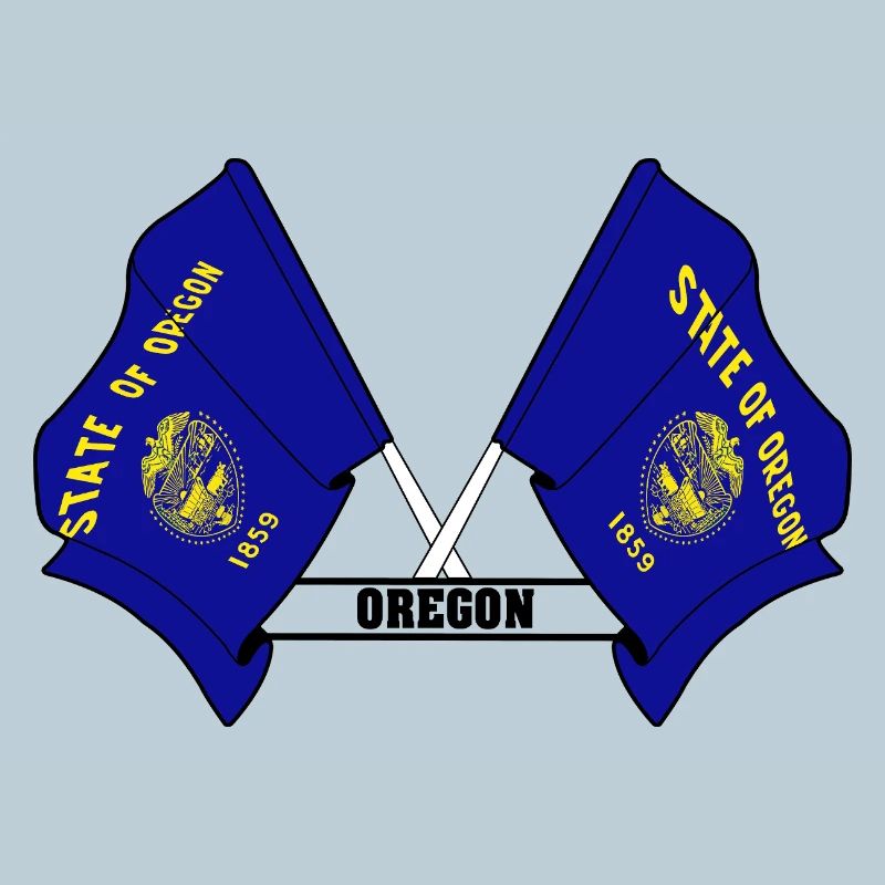 Two flags text OREGON