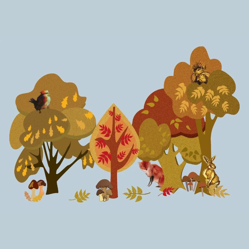 Herbstwald Tierwelt Silhouette