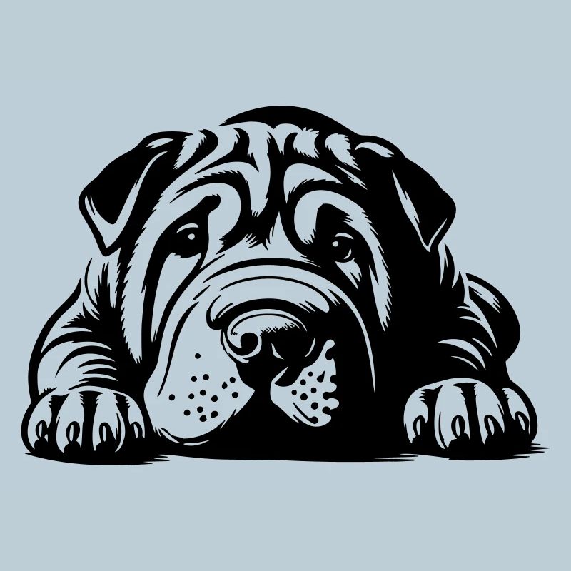 Shar Pei Head with Paws