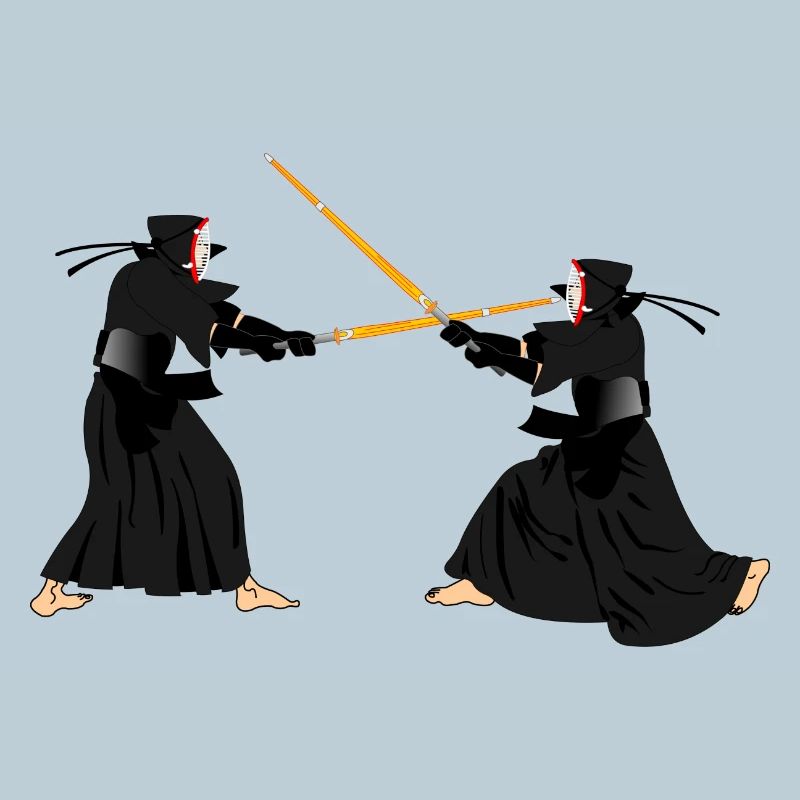 Deux kendoka dans un combat de Kendo
