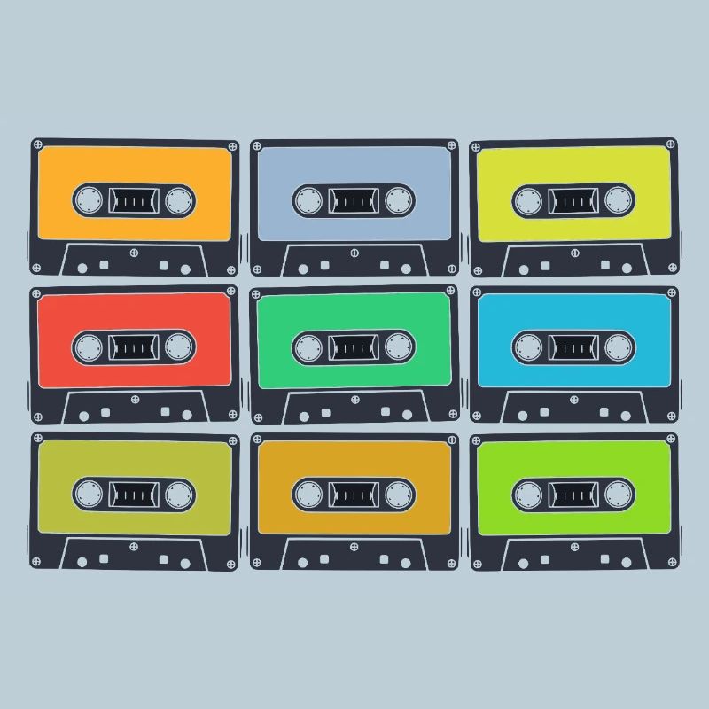 Cassettes rétro en couleur