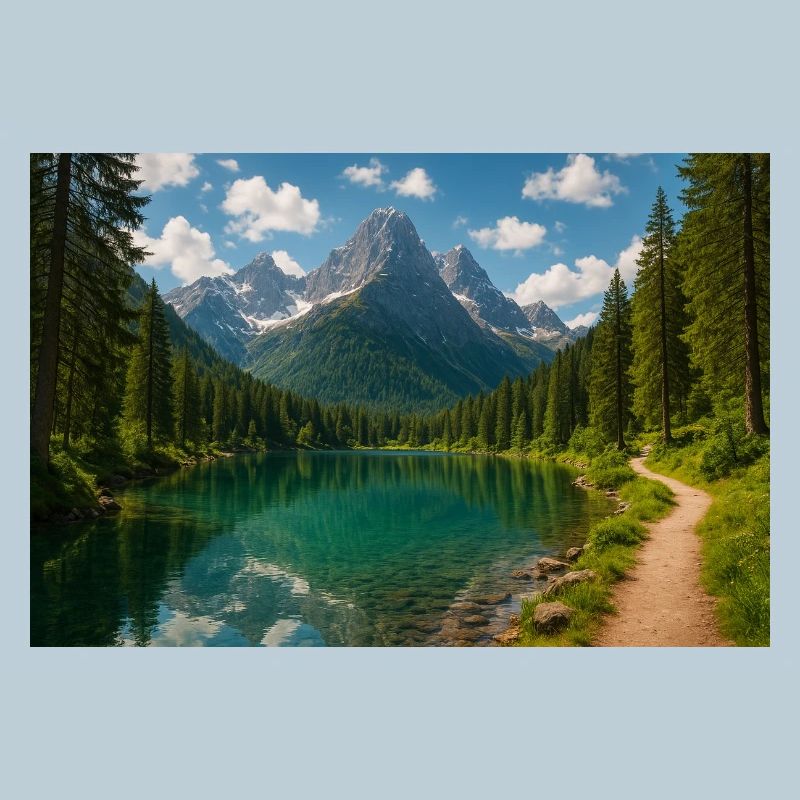 Sentier de lac de montagne dans la forêt