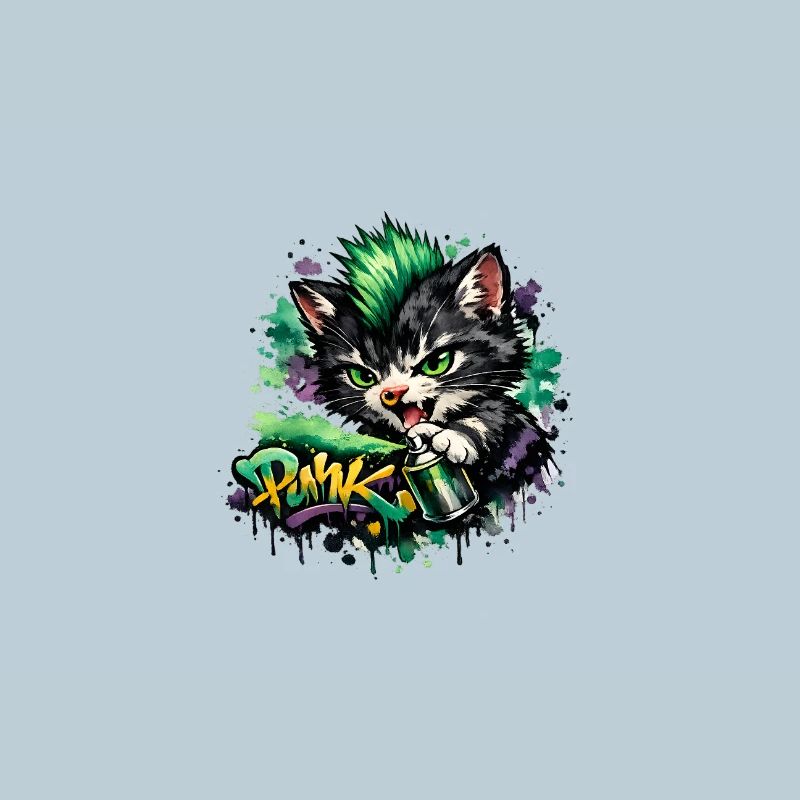 Graffiti Cat Spray Art Neon