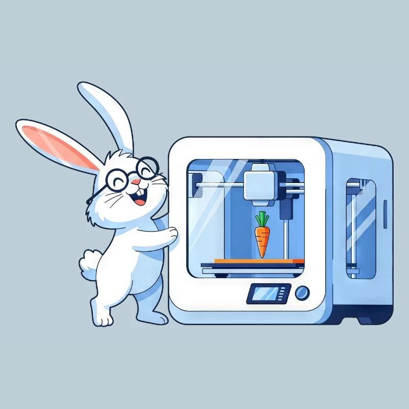 Funny Rabbit Nerd Programmeur Imprimante 3D
