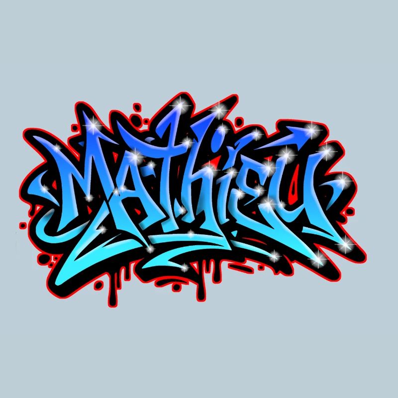 Mathieu Graffiti Neon Druckbar auf Textil