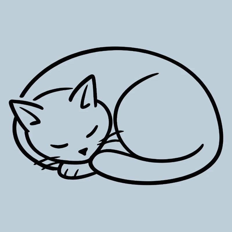 Schlafende Katze Linienstudie
