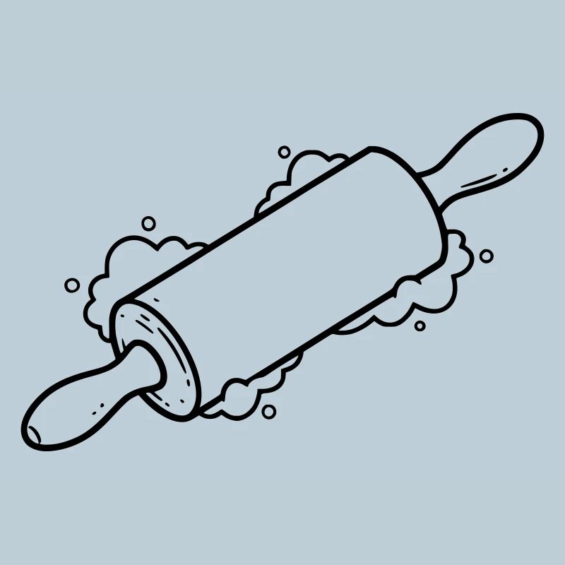 Rolling Pin Baking Roll Flour Outline
