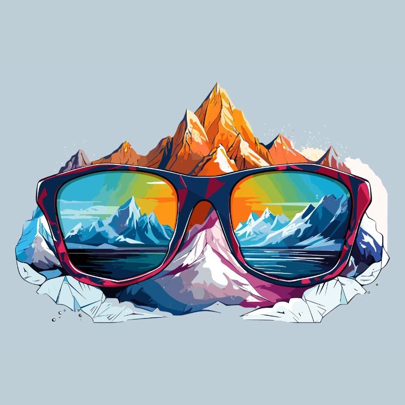 Mountain panorama in sunglasses