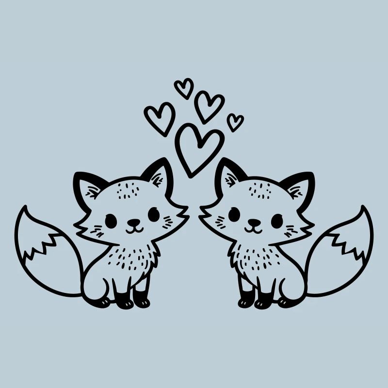 Fuchs Paar Herzen Liebe
