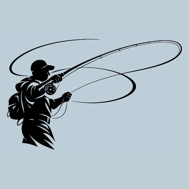 Silhouette de pêche à la mouche – Conception du pêcheur