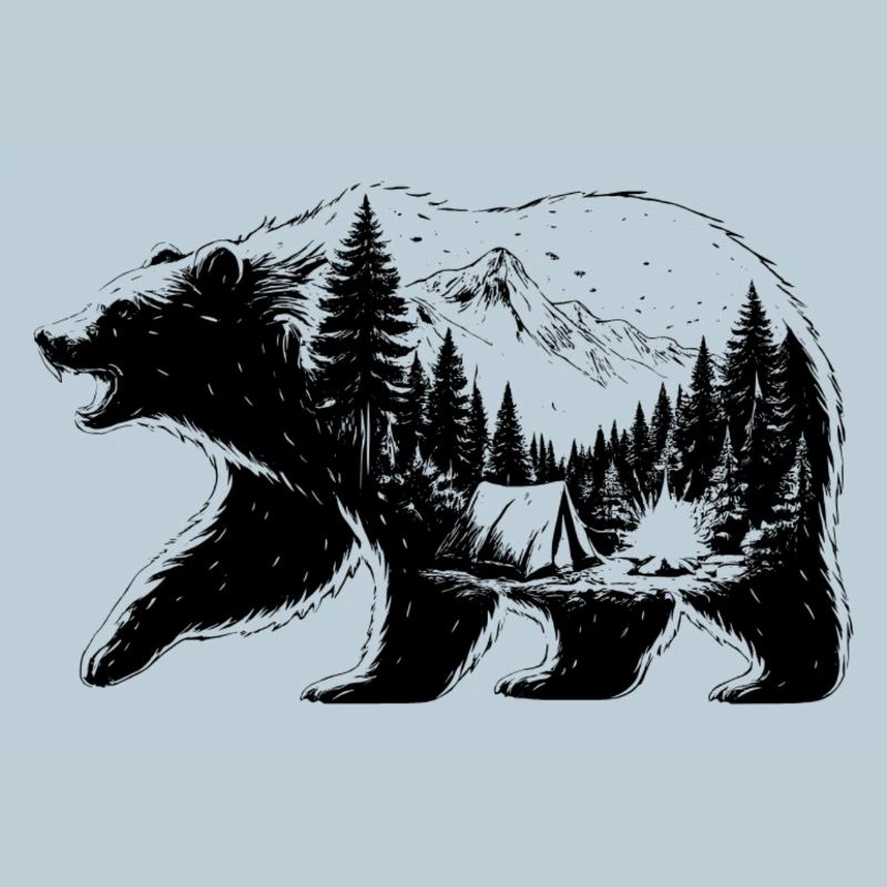 Bear camping landscape
