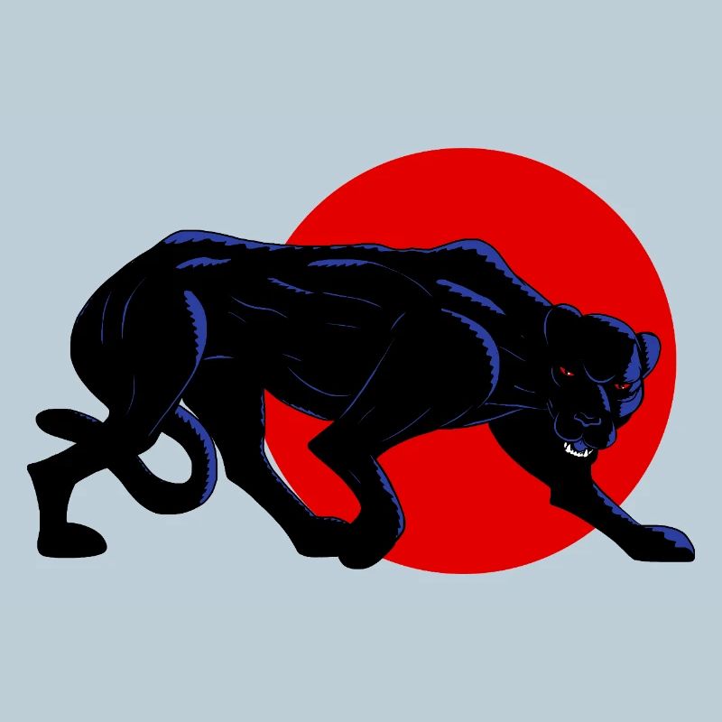 Panthère noire sur cercle rouge