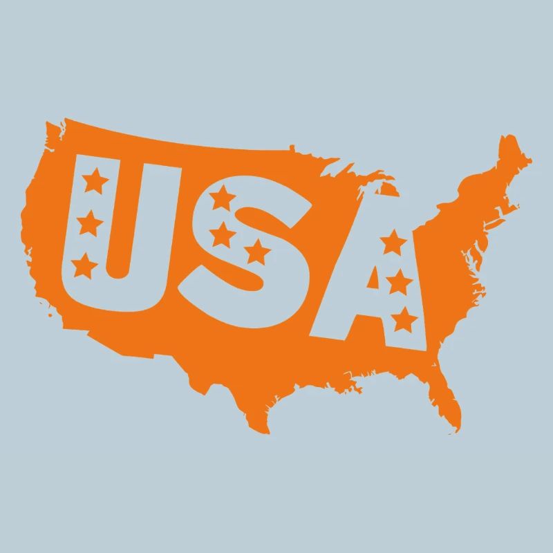 Orange USA Map with Stars