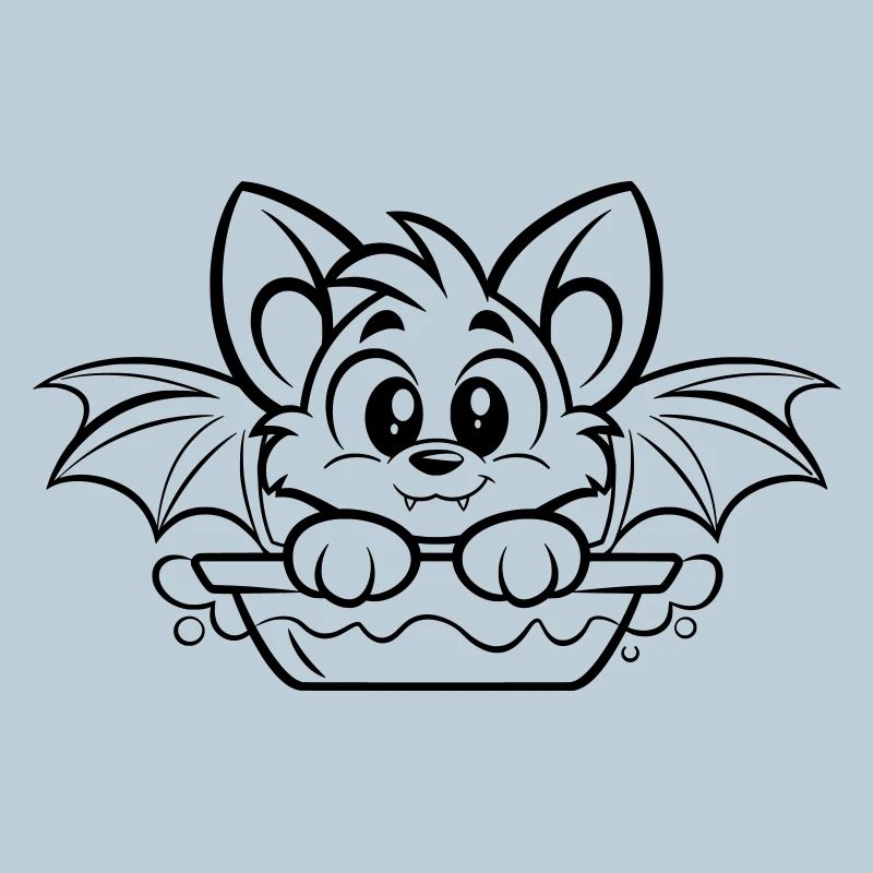 Cute bat in the bathtub