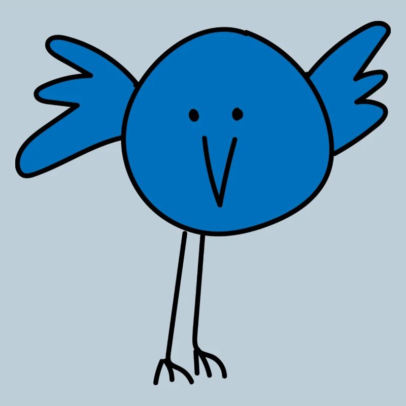 Playful bird face with blue accent