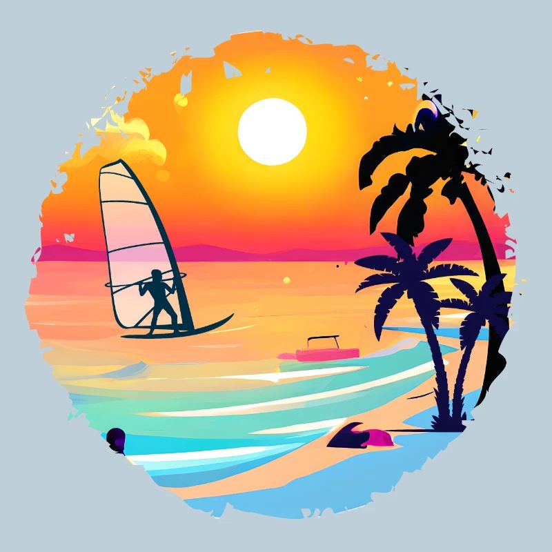 Summer Sunset Beach Watercolor