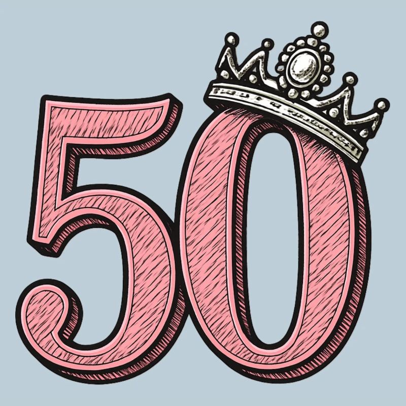 Rose 50 avec couronne - Design d’anniversaire mignon