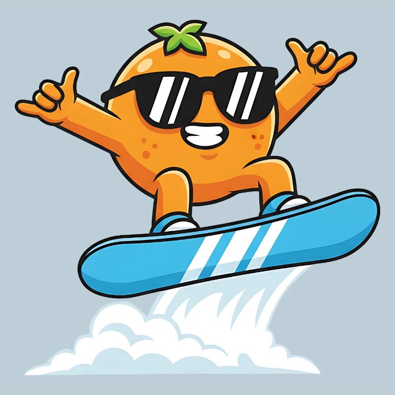 Cool orange with sunglasses while snowboarding