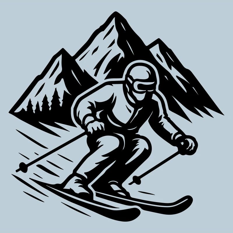 Montagnes Silhouette de ski
