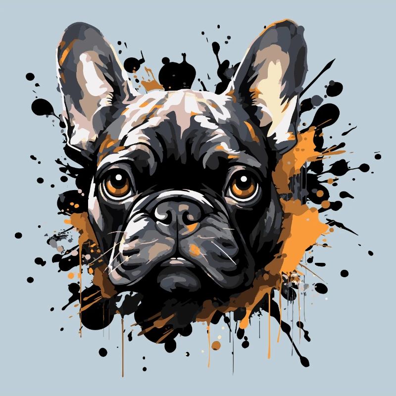 Bouledogue français en couleur éclaboussure