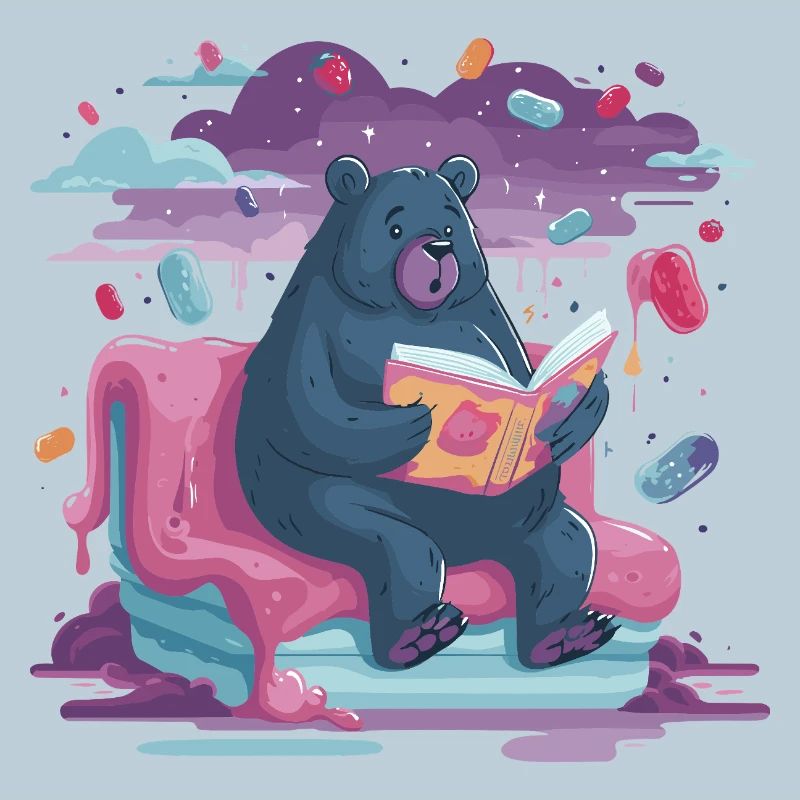 Lesender Bär im Candy-Traum