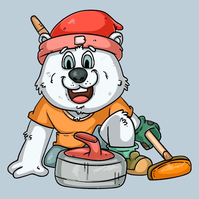Curling player polar bear