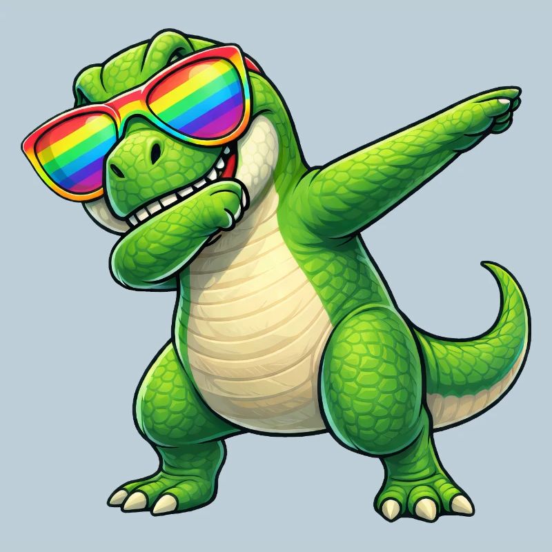 Süßer T-Rex Dinosaurier Cartoon Dab Regenbogen Son