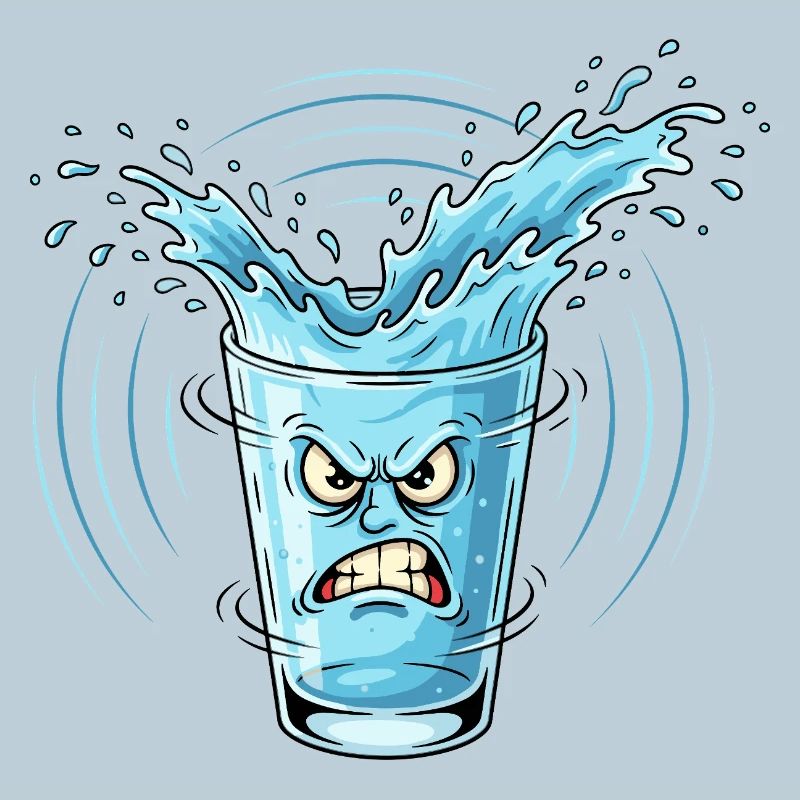 Wütendes Wasserglas Splash