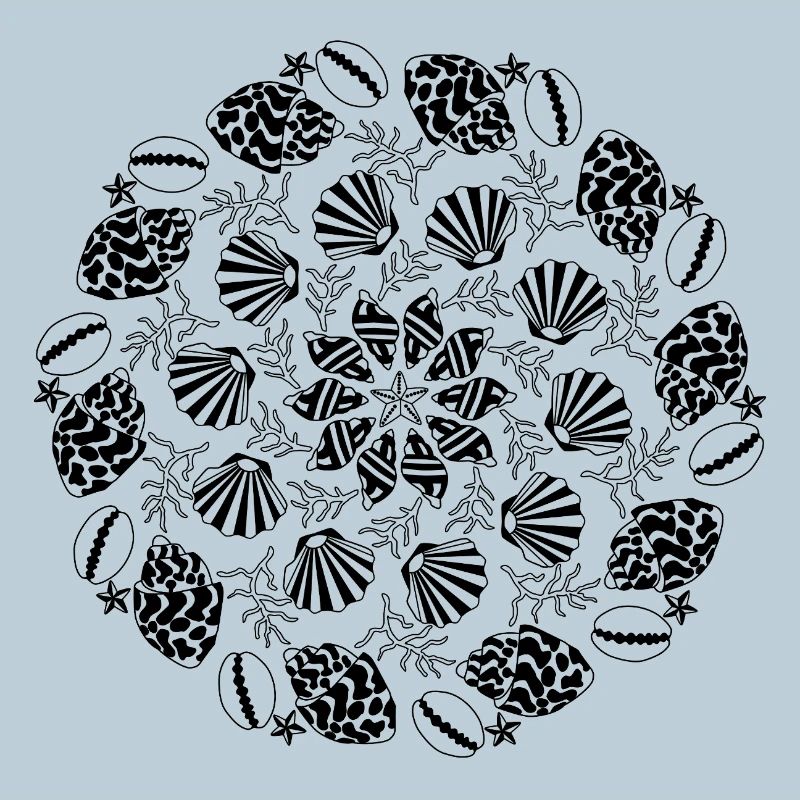 Shell Mandala black and white