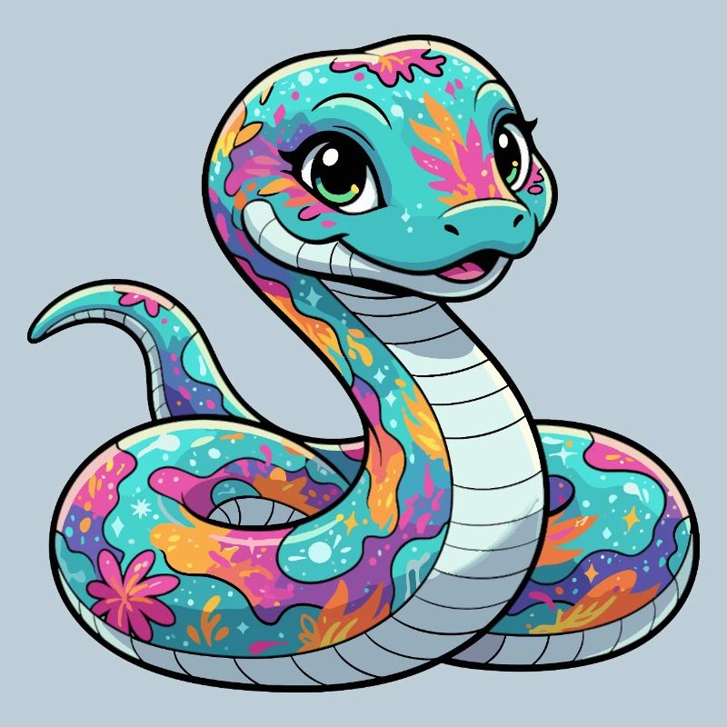 Serpent fleur coloré