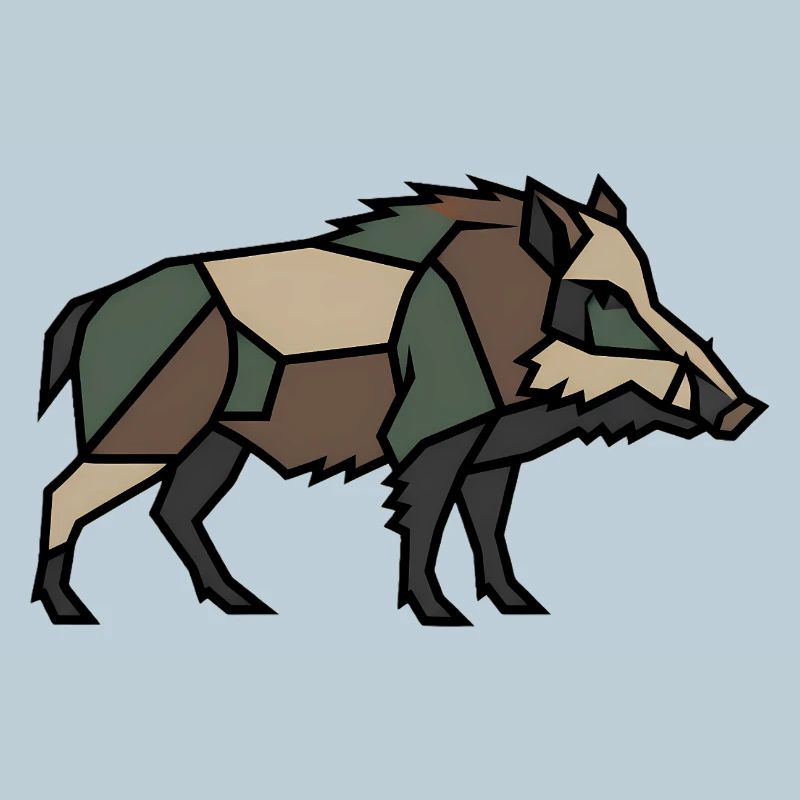 Geometric Boar Low Poly