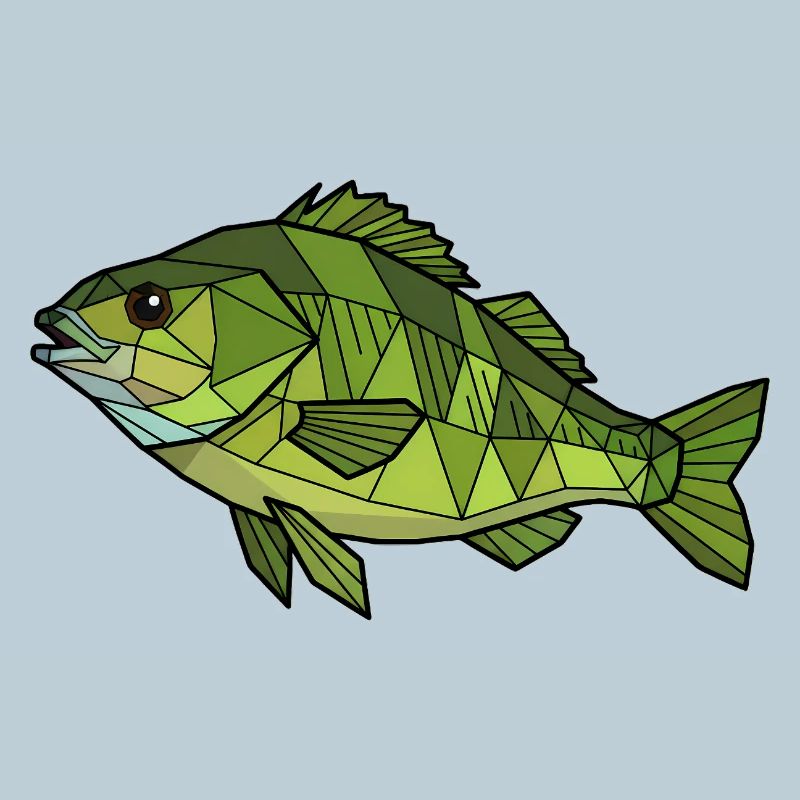 Geometrischer Flussbarsch Low Poly