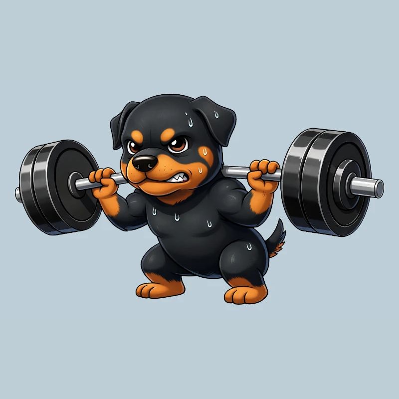 Rottweiler Weightlifting Barbell Training Workout