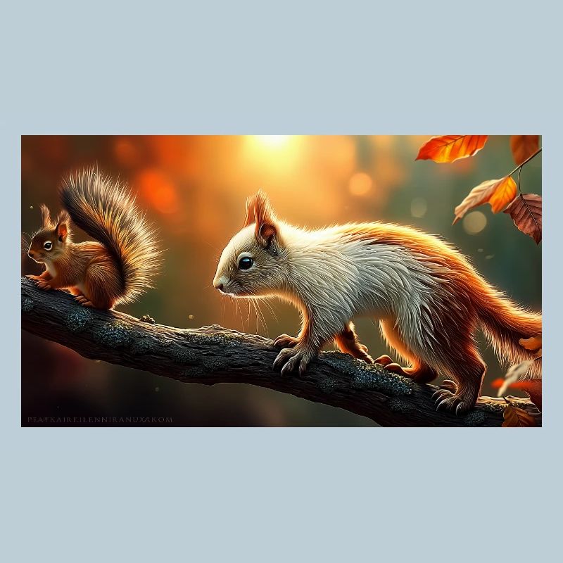 Herbst Eichhörnchen Golden Hour Niedlich Natur