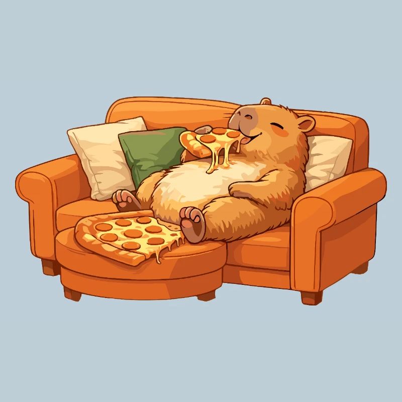 Canapé Capybara Pizza Détendu Motif Relax
