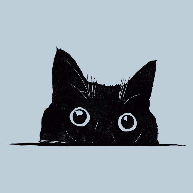 Guckende Katze schwarz
