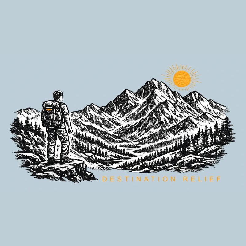 Hiker Sunrise Destination Relief