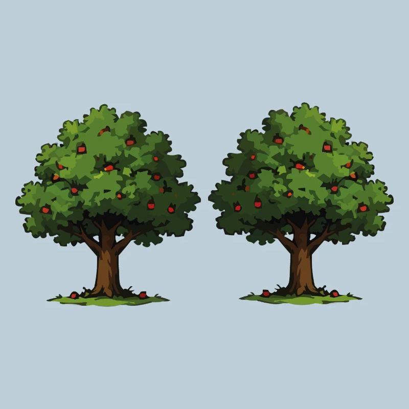 Double tree with red apples