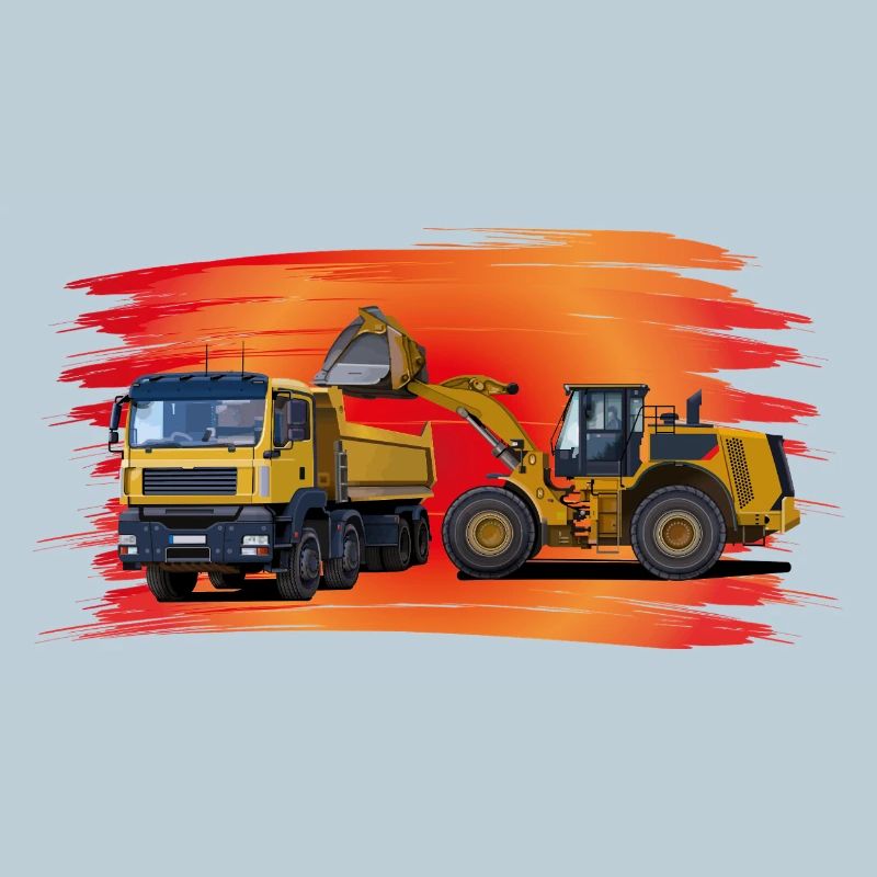 Laster und Bagger auf rot