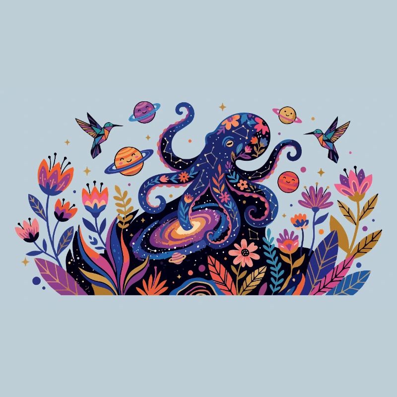 Psychedelic Kraken Bülten Nature Animals Pattern