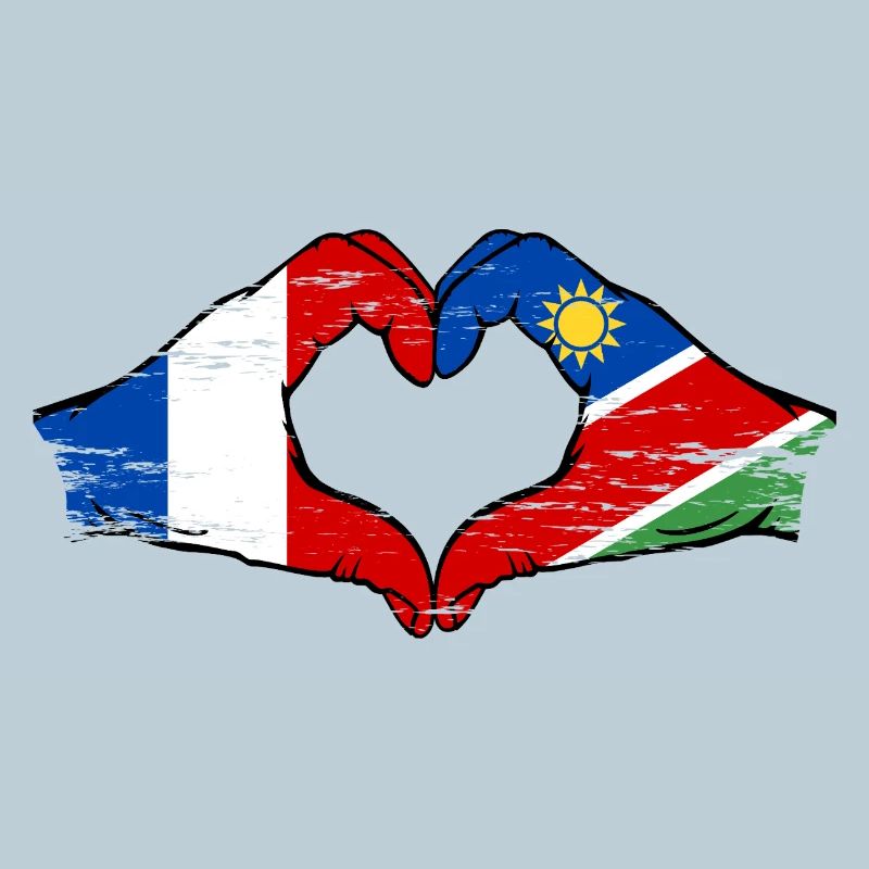 Frankreich Namibia Flagge Herz used