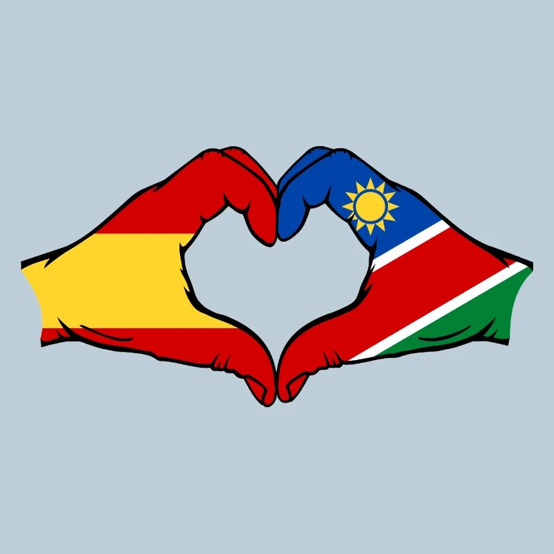 Spain Namibia Flag Hands Heart Shape