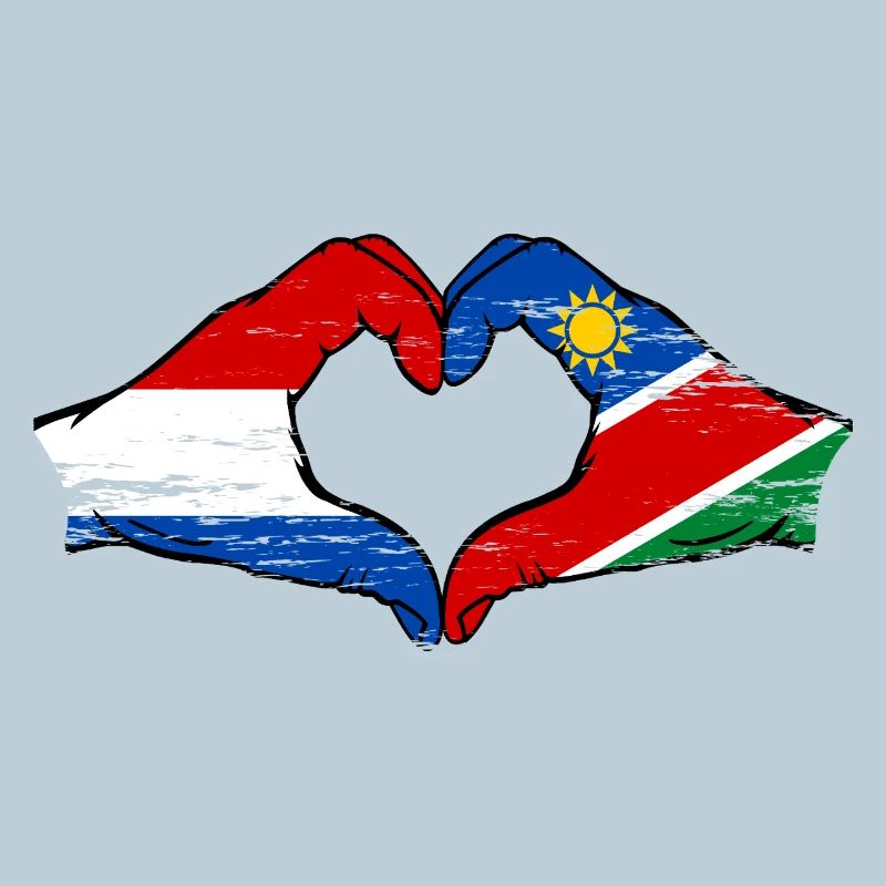 Holland Namibia Flagge Hände Herzform