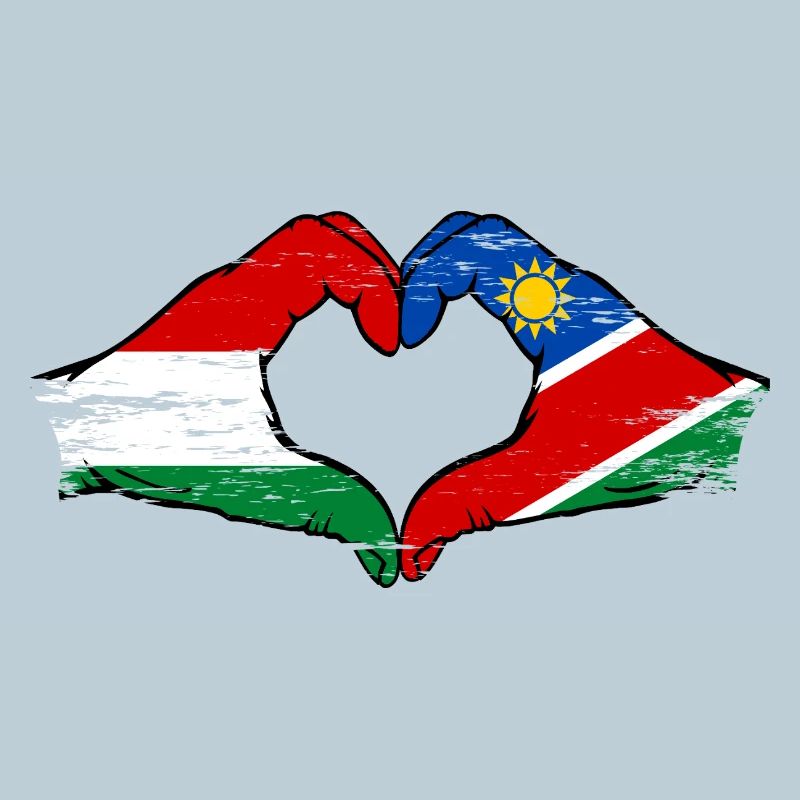 Hungary Namibia flag hands heart used