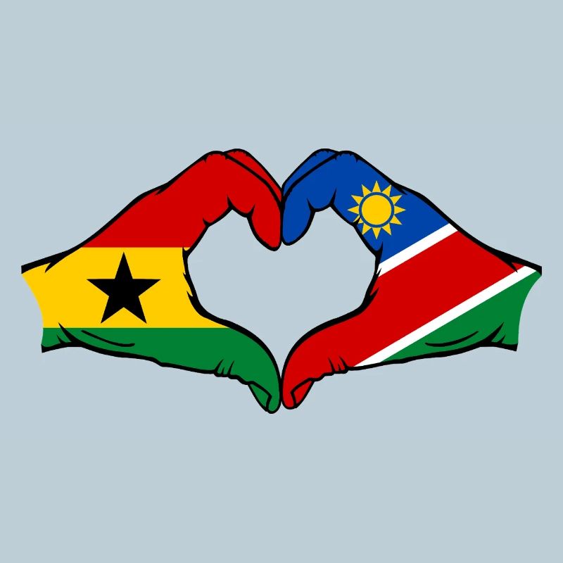 Ghana Namibia Flag Hands Heart Shape