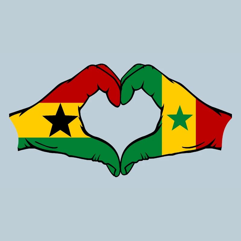 Drapeau du Ghana et du Sénégal en forme de cœur